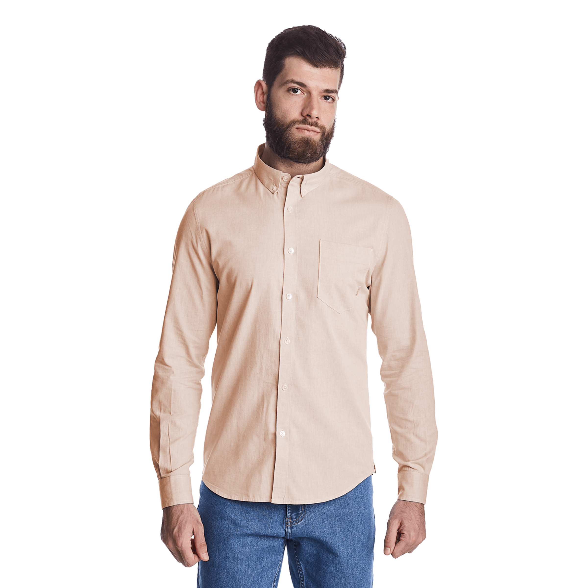 Camisa-Regular-Masculina-Manga-Longa-Com-Bolso-Convicto